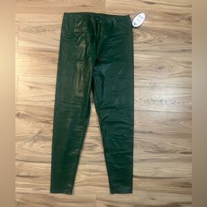 NEW Scoop Faux Leather Stretch Leggings in Green